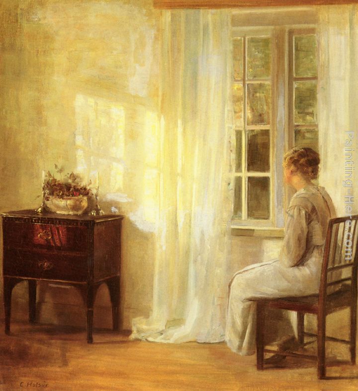 Waiting By The Window painting - Carl Vilhelm Holsoe Waiting By The Window art painting